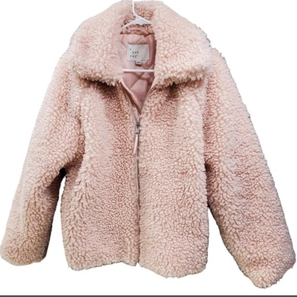 A New Day Light Pink Fuzzy Faux Fur Sherpa Women’s Jacket Coat Size Medium - Picture 2 of 16